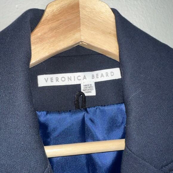 Veronica Beard Clausen Mixed Media Dickey Blazer/Jacket Navy/Olive Green Size 2 - Picture 4 of 10